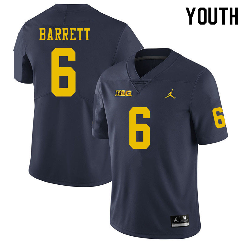 Youth #6 Michael Barrett Michigan Wolverines College Football Jerseys Sale-Navy